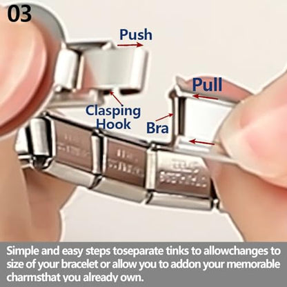 papasgix Italian Charm Bracelets, 9mm Italian Charm Bracelet Links | 9mm Stainless Steel Italian Charms, Detachable Personalized - color: Gold+Silver