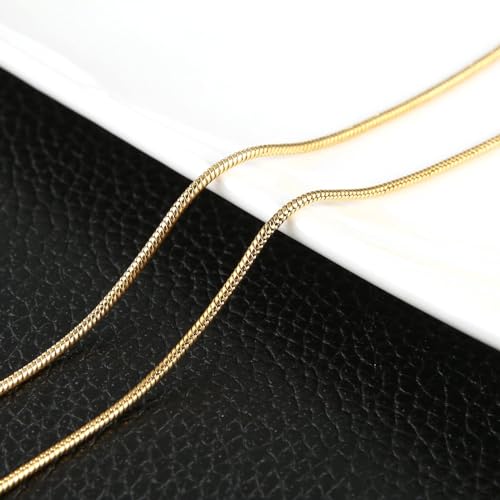 HZMAN Snake Chain Necklace for Men Women Thin Stainless Steel Chain Necklace Hip Hop Men's Choker Necklace 16"-30" Jewelry Gift - color: 0.9mm-Gold, size: 16.0In