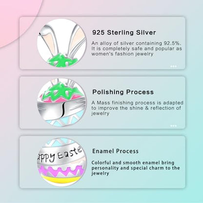 Family Love Mother Daughter Grandma Charm 925 Sterling Silver fits Bracelets Necklace Pendant Bead Charms Jewelry Gift for Women Family Friends - color: Easter Egg Bead Charm