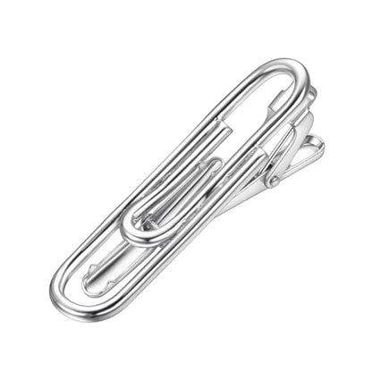 Yoursfs Personalized Stationery Series Tie Clips For Men Novelty Ruler/Pen Tie Clips Unique 18K Gold Plated/Silver Stainless Steel Tie Clip Jewelry For Father Husband Suitable For Daily - style: Men's silver paperclip tie clip