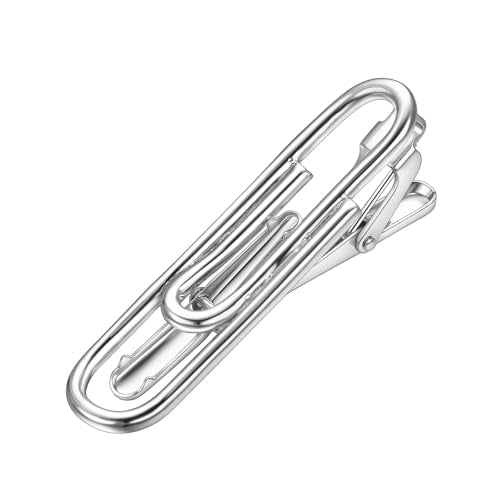 Yoursfs Personalized Stationery Series Tie Clips For Men Novelty Ruler/Pen Tie Clips Unique 18K Gold Plated/Silver Stainless Steel Tie Clip Jewelry For Father Husband Suitable For Daily - style: Men's silver paperclip tie clip