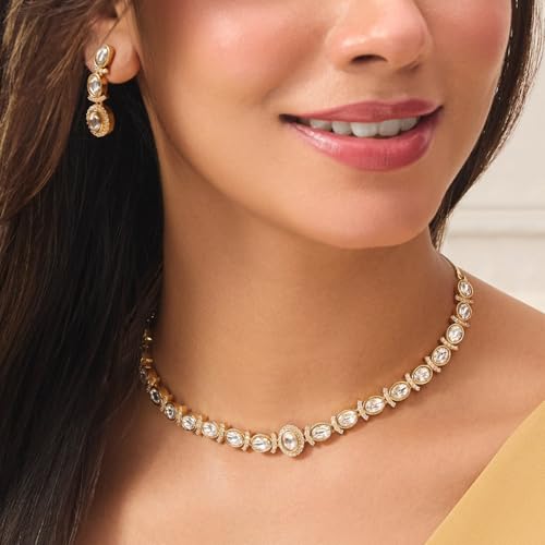 TARINIKA Samaira Kundan Indian Necklace Set - Indian Jewelry Set for Women