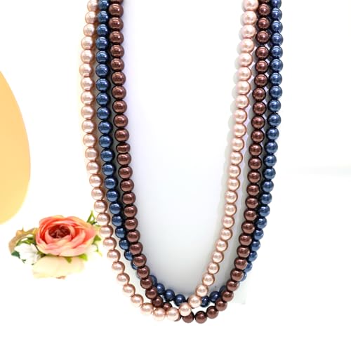 Long Simulated 10mm AAA Pearl Strand Necklace for Women Multicolor Pearl Choker Necklace 1920s Pearl Statement Necklace Costume Jewelry - color: 10mm Blue 24 Inches