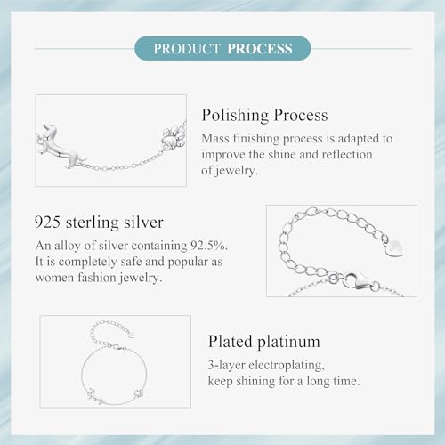 925 Sterling Silver Adjustable Bracelet for Women Jewelry Gifts - color: Silver dachshund