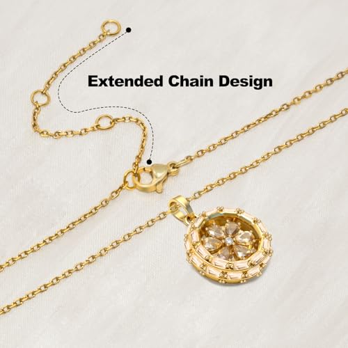 Ahiller Women's Necklace, Dainty Pendant Choker, Adjustable Chain | Heart Initial & Round Pendants, Daily Necklace,17-21" Adjustable Necklaces, Trendy Minimalist Jewelry, Stainless Steel Chain - color: ZF-Gold, style: Other Shapes - Multi-Color