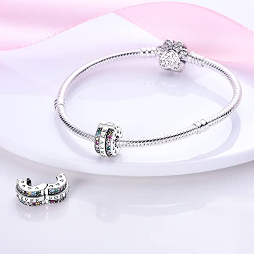 Pandach 925 sterling silver Clip Spacer Charm for Bracelet Clip Lock Stopper Bead Spacer European Openable Beads 2Pcs - style: 2-KJC506
