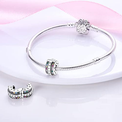 Pandach 925 sterling silver Clip Spacer Charm for Bracelet Clip Lock Stopper Bead Spacer European Openable Beads 2Pcs - style: 2-KJC506