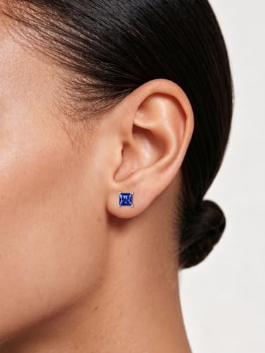 ChicSilver 925 Sterling Silver Earrings Sparkling Heart/Round/Princess Cut Birthstone Earrings for Women Birthday Jewelry with Gift Box - style: A.September(Sapphire)-Princess Cut