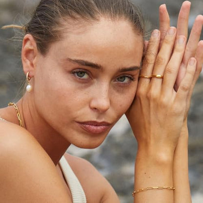 the City Rings for Women, Dainty 14K Gold Plated Stackable Thin Pinky Thumb Ring Set Hypoallergenic Wedding Bands Engagement Rings Non Tarnish Trendy Stuff Gold Jewelry Set Birthday Gifts for Mom - color: Gold Plated