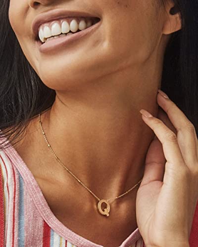 Kendra Scott Letters A-Z Pendant Necklace for Women, Fashion Jewelry, 14k Gold-Plated Brass - color: Letter Q