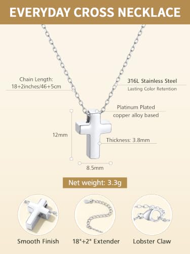 FindChic Single & Double Layer Cross Necklace for Women | Waterproof, Hypoallergenic, Dainty Crucifix Necklace, Christian Religious Faith Jewelry Gifts for Women