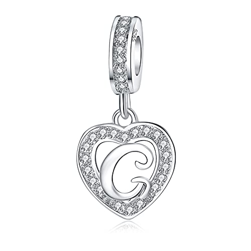 925 Sterling Silver Letter Charms A~Z Alphabet Charm Letter Beads fit Pandora European Bracelets fit Wife Mom Christmas Birthday Gift - color: G