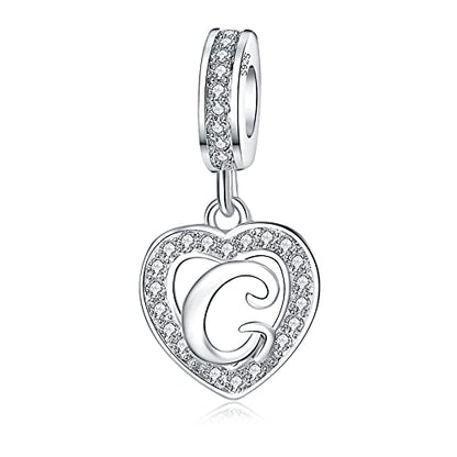 925 Sterling Silver Letter Charms A~Z Alphabet Charm Letter Beads fit Pandora European Bracelets fit Wife Mom Christmas Birthday Gift - color: G