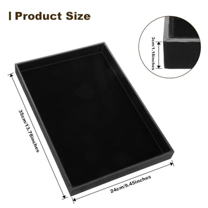 2 Pack Black Velvet Stackable Jewelry Tray Showcase Display Stackable Necklace Bracelet Ring Showcase Display Empty Plate