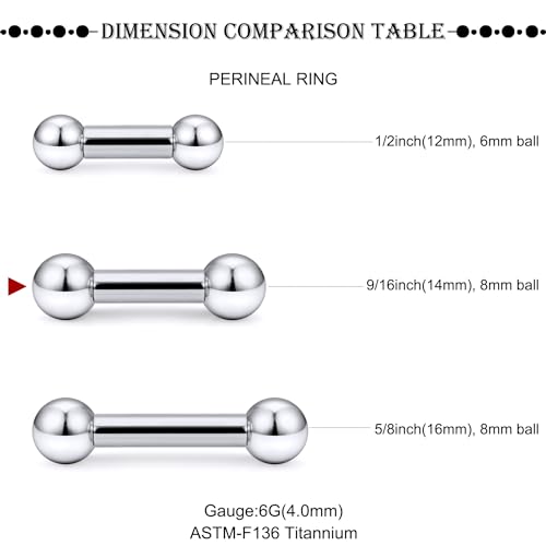 16G-2G ASTM F136 Titanium Internally Threaded Nipple Tongue Rings Piercing Jewelry Straight Industrial Earring Barbell G23 Titanium Nipple Tongue Bars Piercing Jewelry for Women Men 12MM-40MM - style: 6G, 14mm Length, 8mm Ball