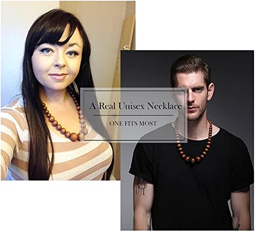 Wood Bead Necklace Africa Wooden Chain Statement Unisex Chunky Necklaces - color: Tooth Necklace+Classic Brown Necklace