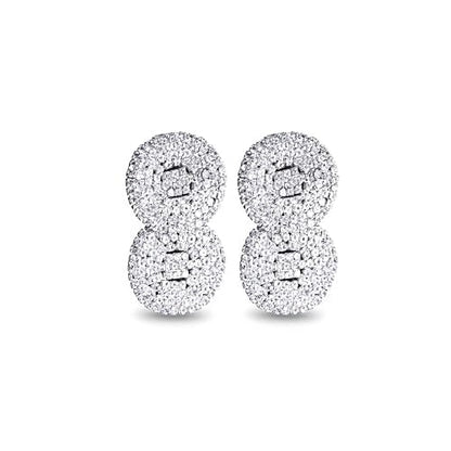 Rhinestone Earrings Dangling for Women Sparkly Silver Dangle Earrings Girls Long Chandelier Earrings Tassel Lightweight Ear Studs Cubic Zirconia (KE001S-W) - color: Double Circle BXE009S