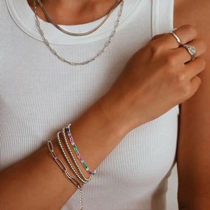 FANZE Gold Plated Cubic Zirconia Tennis Bracelets for Women Dainty Trendy Adjustable Bracelet Jewelry Gift for Ladies Wedding Mother Birthday Anniversary - style: Style 8B