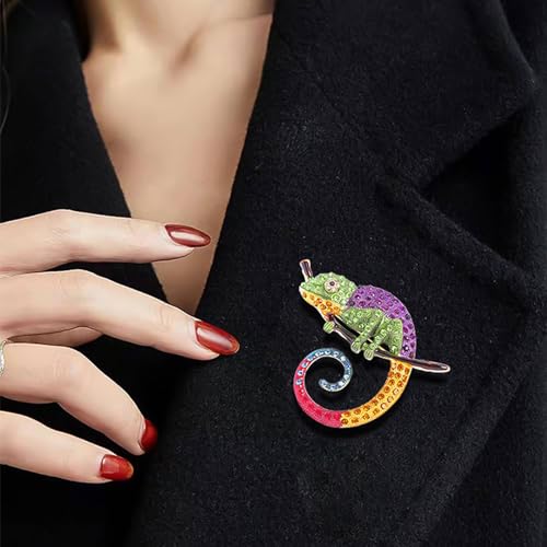 HETICA Animal Brooch for Women, Funny and Cute Flower Brooch Safety Pins Clothing Backpack Hat Decoration Enamel Pins Fashion Women Brooches and Pins Jewelry - style: Chameleon