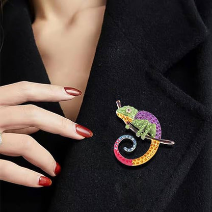 HETICA Animal Brooch for Women, Funny and Cute Flower Brooch Safety Pins Clothing Backpack Hat Decoration Enamel Pins Fashion Women Brooches and Pins Jewelry - style: Chameleon