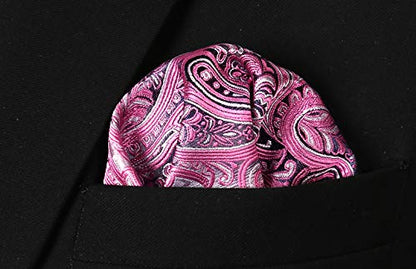 Alizeal Mens Gradient Paisley Necktie and Pocket Square Set | Elegant Design Perfect for Weddings Banquets Business Formal Events - color: 143-pink