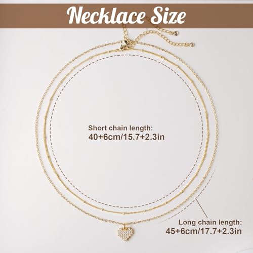 MJartoria 14K Gold Plated Gold Layered Necklace, Heart Butterfly Star Moon Pendant Necklace for Women, Dainty Jewelry Gifts for Mom, Wedding, Party, Daily Wear - style: Heart
