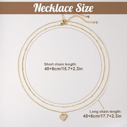 MJartoria 14K Gold Plated Gold Layered Necklace, Heart Butterfly Star Moon Pendant Necklace for Women, Dainty Jewelry Gifts for Mom, Wedding, Party, Daily Wear - style: Heart