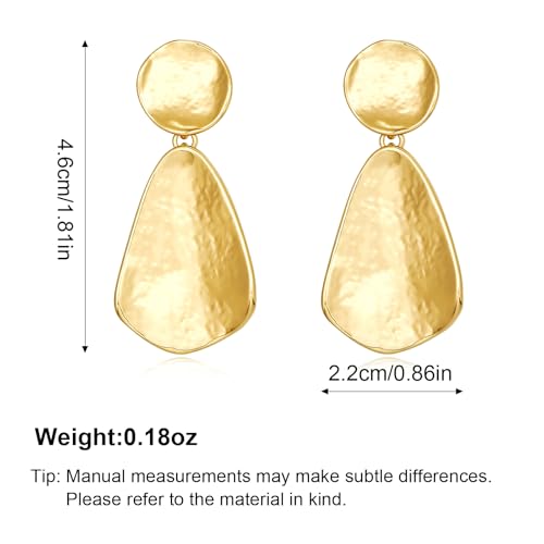 YUJIE Clip On Earrings for Women Dangle Hammered Geometric Earrings Gold Plated Jewelry - color: gold