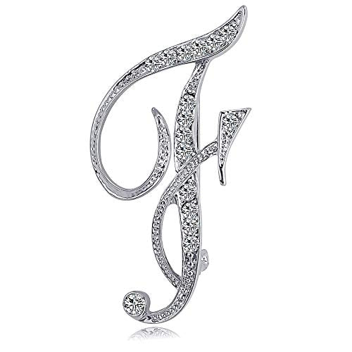 Letter Brooch Pins Initial Rhinestone Brooch for Women Crafts Silvery A-Z - color: Silver F