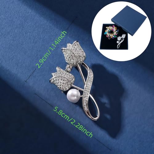 2pcs Rhinestone Brooch Pin for Women Dress Elegant Stylish Crystal Brooches Fashion Accessories Pins Lapel Boutonniere Ideas Wedding Christmas Birthday Jewelry Easter Gift - color: 11 Red Colorful/Silver