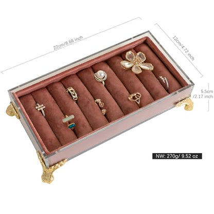 velvet slots Ring holder for jewelry organizer, Earring ring display stand for selling, felt ring jewelry holder tray showcase【Velvet slots Ring Holder-Dark red】 - color: Dark red
