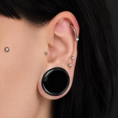 Pierced Owl - Natural Black Obsidian Stone Double Flared Plug Gauges, Sold as a Pair - style: 19mm (3/4")