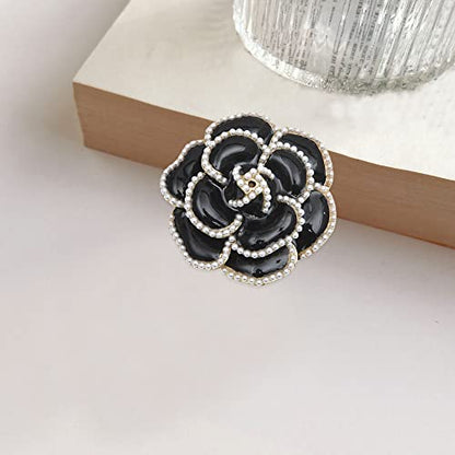 Women Camellia Flower Pearl Enamel Brooch Pins for Ladies Jewelry Fashion - color: C