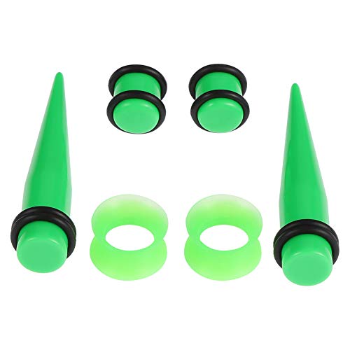 JieyueJewelry 50/54 Pcs Ear Stretching Kit 14G-00G | Acrylic Tapers & Plugs with Silicone Tunnels, Ear Gauges Expander Set Body Piercing Jewelry for Women and Men - color: Grass Green