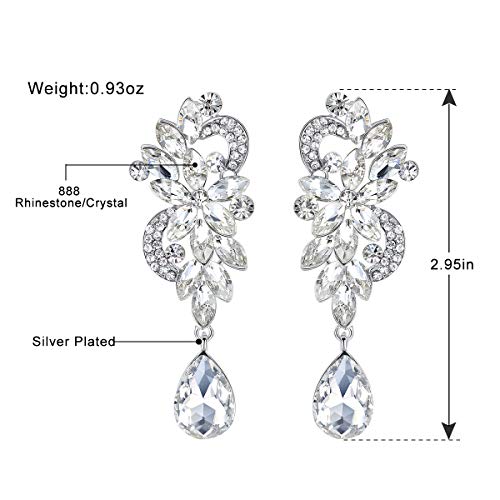Marquise Crystal Bridal Chandelier Dangle Drop Earrings Ladies Gifts in Silver/Gold Tone - color: J-Clear Earrings Pin