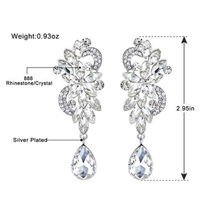 Marquise Crystal Bridal Chandelier Dangle Drop Earrings Ladies Gifts in Silver/Gold Tone - color: J-Clear Earrings Pin