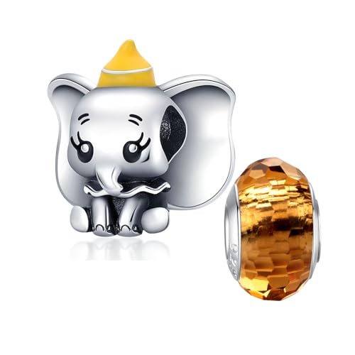 HappyStar 925 Sterling Silver Animal Dogs Charms Pendants fit Pandora Bracelets Necklaces Flowers Sports Travel Charms for Bracelets Women Jrwelry Gifts(with one Spacer Bead Charms) - style: Elephants Bead Charm
