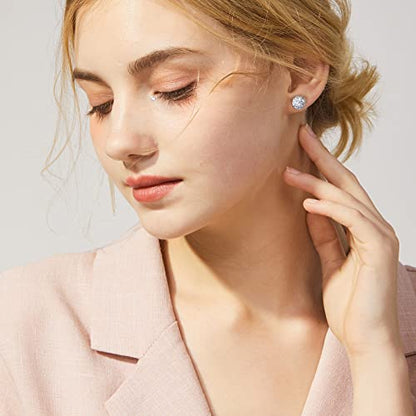 Silver-tone Faux Druzy Stud Earrings，925 Sterling Silver Hypoallergenic Natural Gemstone Earrings for Women Trendy Fashion - color: White