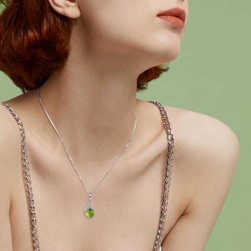 YAFEINI Irish Celtic Pendant Necklace Sterling Silver Natural Stone Teardrop Necklace Jewelry Gifts For Women Girls - color: Peridot necklace