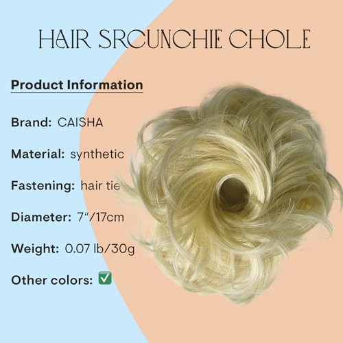 CAISHA Small Scrunchy Updo Hairpiece Ponytail Extensions Hair Tie Platinum Blonde G16C - color: platinum blonde #613 G16C