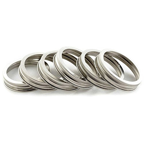 Trellis + Co.Stamped Stainless Steel Wide Mouth Mason Jar Replacement Rings | Bands / Tops Durable & Rustproof For Pickling, Canning, Storage (6 Pack) - size: 6 Pack