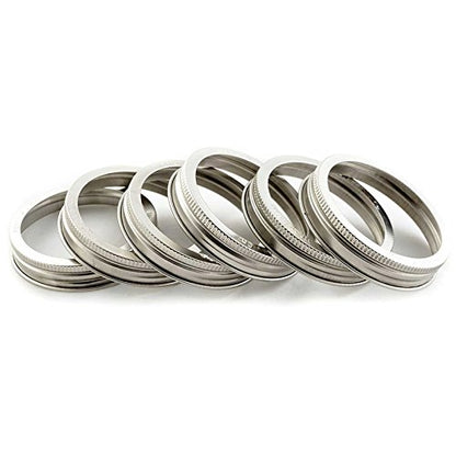 Trellis + Co.Stamped Stainless Steel Wide Mouth Mason Jar Replacement Rings | Bands / Tops Durable & Rustproof For Pickling, Canning, Storage (6 Pack) - size: 6 Pack