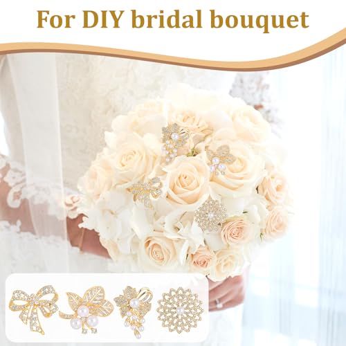 4pcs Brooches and Pins for Women, Flower Brooch, Crystal Pearl Brooch, for Women Fashion Accessories - style: bow