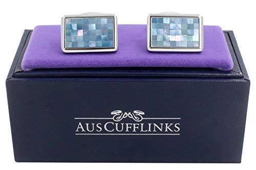 AUSCUFFLINKS Ocean Blue Mosaic Cufflinks | 5 Year Warranty | Birthday Present for Him | Christmas Gift for Men