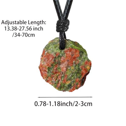 FANASY Natural Raw Crystal Necklace for Women Irregular Stone Necklaces Spiritual Gemstone Pendant with Adjustable Rope - color: Unakite