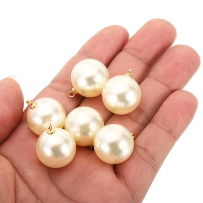 PATIKIL Pearl Charm, 100pcs Pearl Beads Faux Pearl Pendant Charm DIY for Jewelry Making Bracelets Earrings Necklace Crafts - color: Golden Beige, size: 18mm