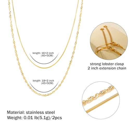 Elegance 11 designs Gold Plated Thin Chain Layered Necklaces For Women Non Tarnish,18k Gold Plated Stainless Steel Dainty Waterproof Gold Necklace Set Stack For Women Gifts Jewelry - color: Gold Necklace1901