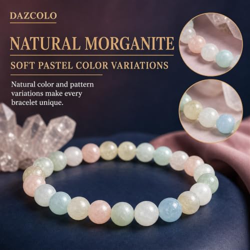8mm Natural Crystal Stretch Bracelet | Handmade Round Stone Bead Bracelet, Runs Large, Meditation Yoga Gift for Women & Men - color: Multi-Berly