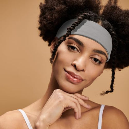 DiyJibb Headbands for Women, 7PCS Wide Cloth Hair Bands for Workout, Yoga, Skincare & Daily Wear, Soft & Stretchy - color: Black, white, dark gray, light gray