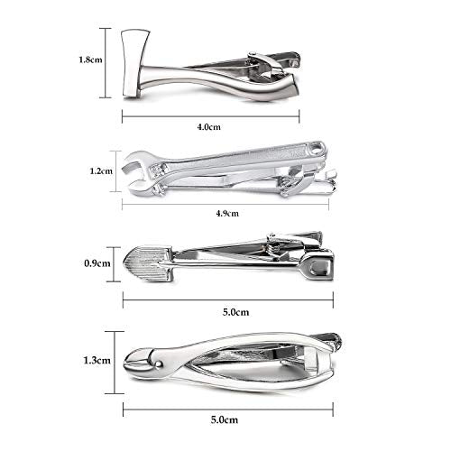 Yoursfs Electrician Tie Bar For Men Cool Tool Tie Clip 316L Stainless Steel Silver Nail Novelty Construction Tie Clips Jewelry - style: 4Pcs Tool Tie Clips Set